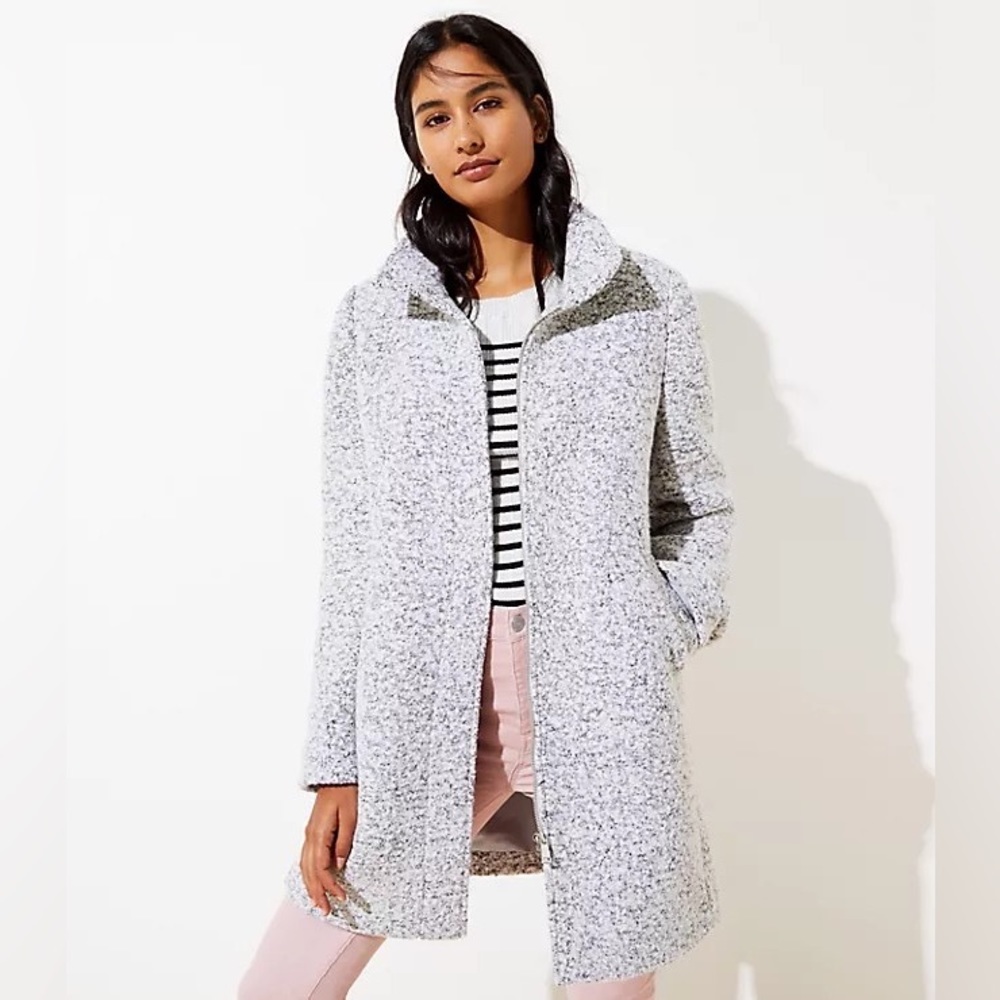 Loft Boucle Funnel Neck Coat